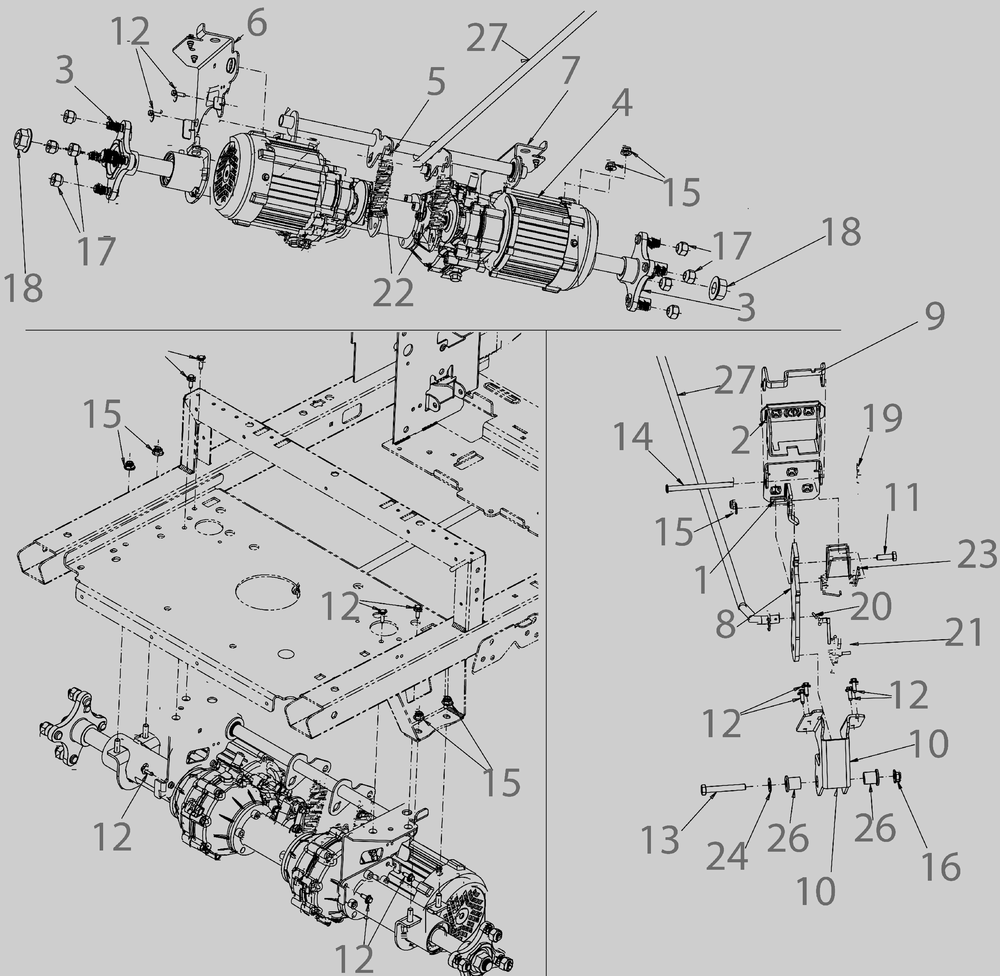 Drive Diagram and Parts List for ZT1-42E (34BBA2CS710)(2022) Cub Cadet Lawn Tractor